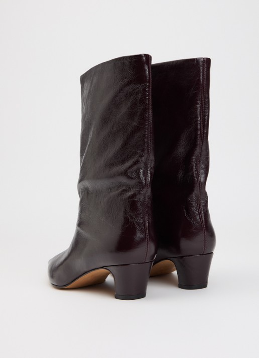 Steve Madden Lytton enkellaarsje van leer met lakfinish - achterkant 4 bordeauxrood