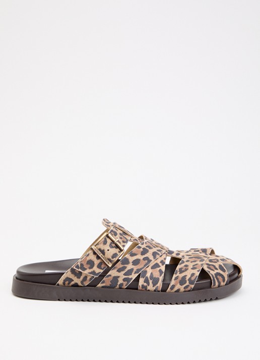 Steve Madden Mamba slipper van suède met panterprint