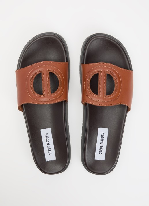 Steve Madden Mayke slipper van leer - detail 4 cognac