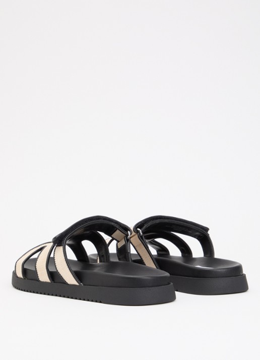 Steve Madden Missile-E slipper van raffia - achterkant zwart
