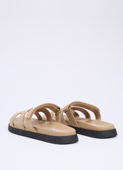 Steve Madden Missile slipper van suède - achterkant khaki