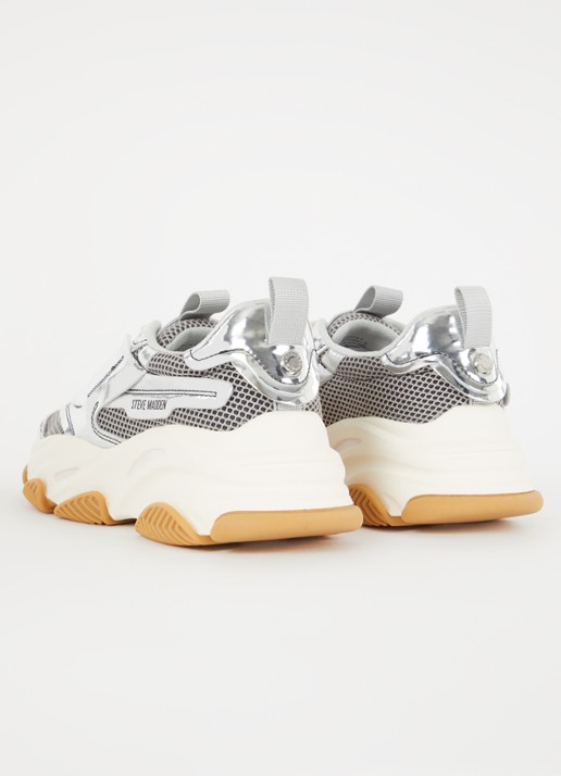 Steve Madden Possession-E sneaker met mesh detail  - achterkant 4 zilver