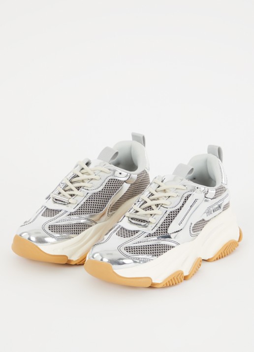 Steve Madden Possession-E sneaker met mesh detail  - detail zilver