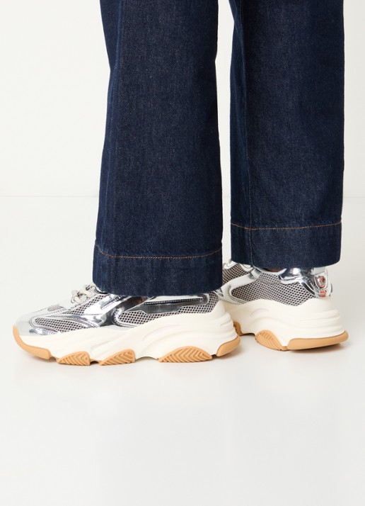 Steve Madden Possession-E sneaker met mesh detail  - voorkant 6 zilver