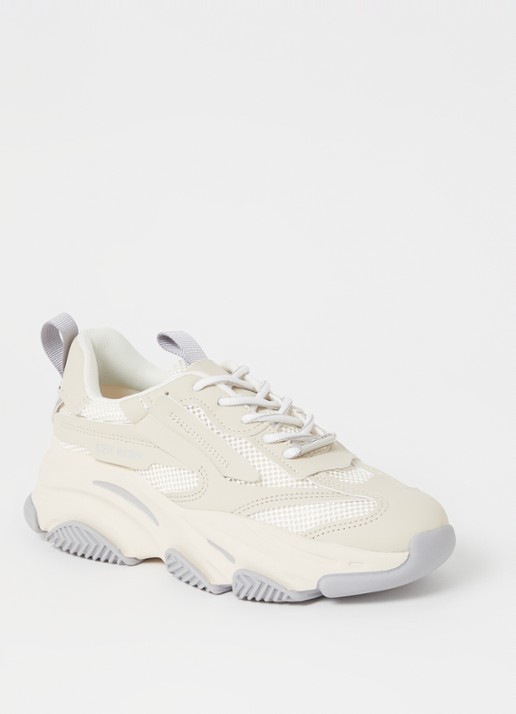 Steve Madden Possession-E sneaker met mesh detail  - voorkant 5 ivoor