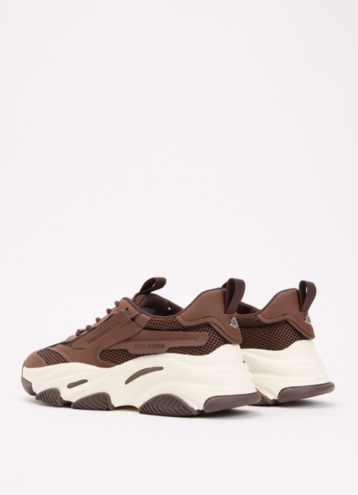 Steve Madden Possession-E sneaker met mesh details - achterkant bruin