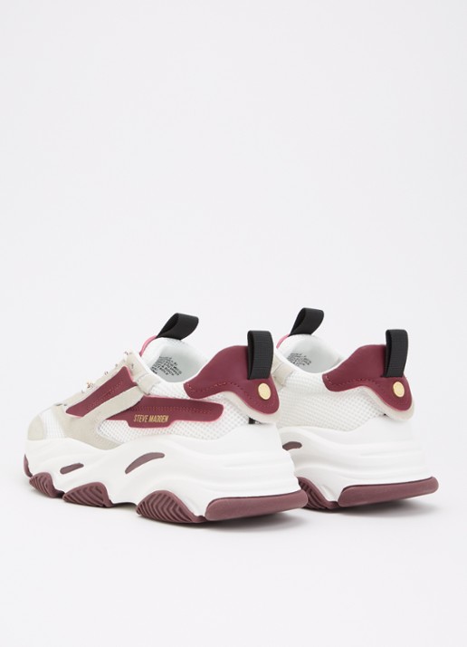 Steve Madden Possession-E sneaker met suède details - achterkant 3 bordeauxrood