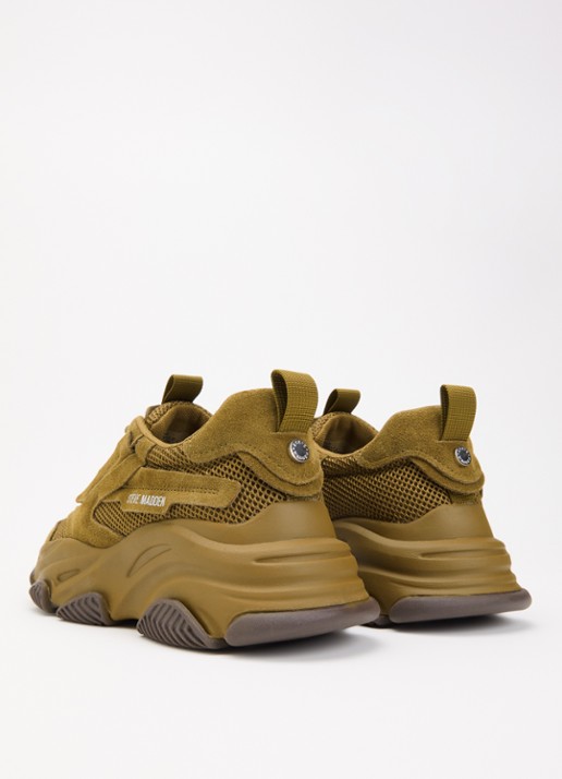 Steve Madden Possession-E sneaker met suède details - achterkant 4 khaki