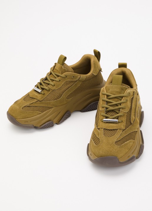 Steve Madden Possession-E sneaker met suède details - detail khaki