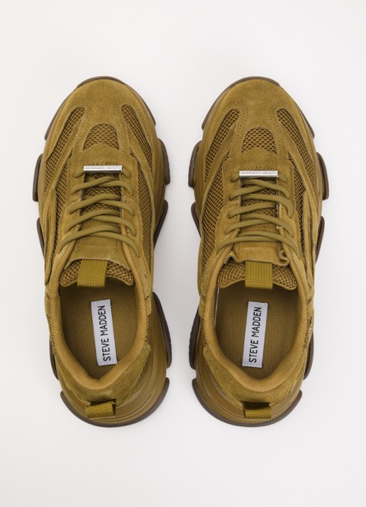 Steve Madden Possession-E sneaker met suède details - detail 2 khaki
