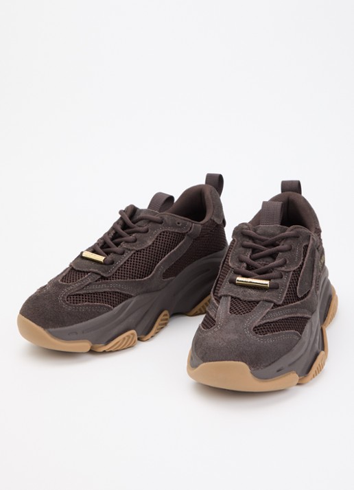 Steve Madden Possession-E sneaker met suède details - detail 2 donkerbruin