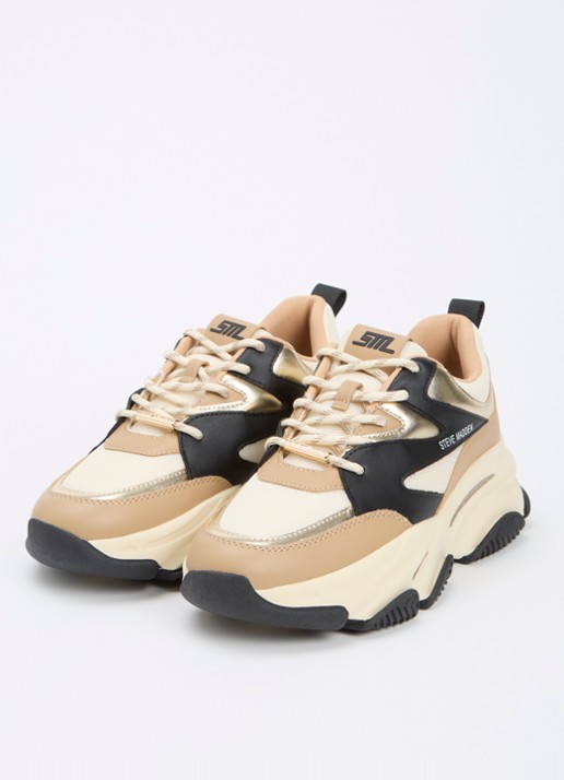 Steve Madden Progressive sneaker met metallic finish - detail 4 camel
