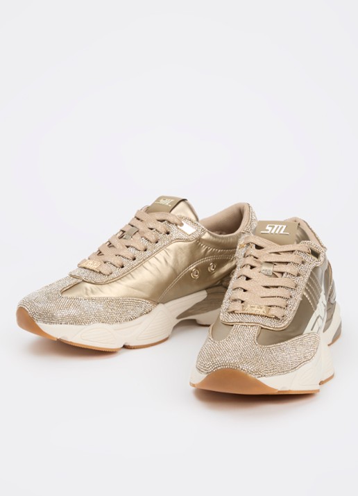 Steve Madden Setback-R sneaker met strass - detail goud