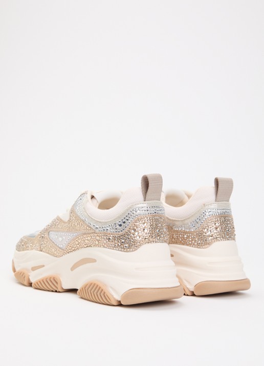 Steve Madden Sneaker met metallic details en strass - achterkant 4 oudroze