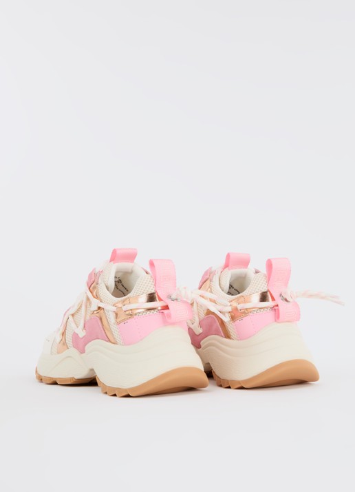 Steve Madden Tazmania sneaker van leer met mesh details - achterkant 3 roze