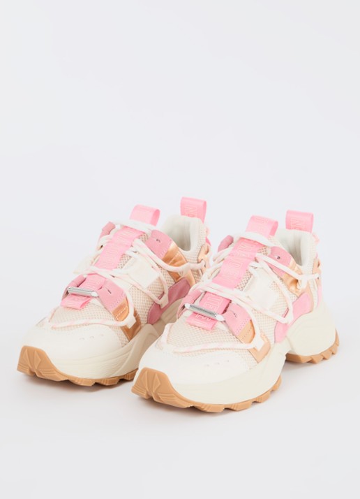 Steve Madden Tazmania sneaker van leer met mesh details - detail 4 roze