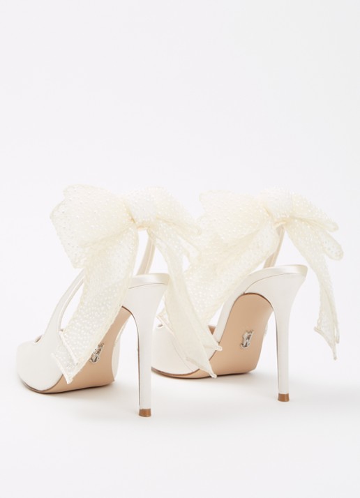 Steve Madden Teacup-P slingback van satijn met strikdetail - achterkant 6 ivoor