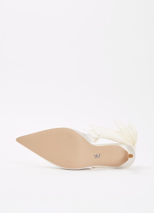 Steve Madden Teacup-P slingback van satijn met strikdetail - detail 3 ivoor
