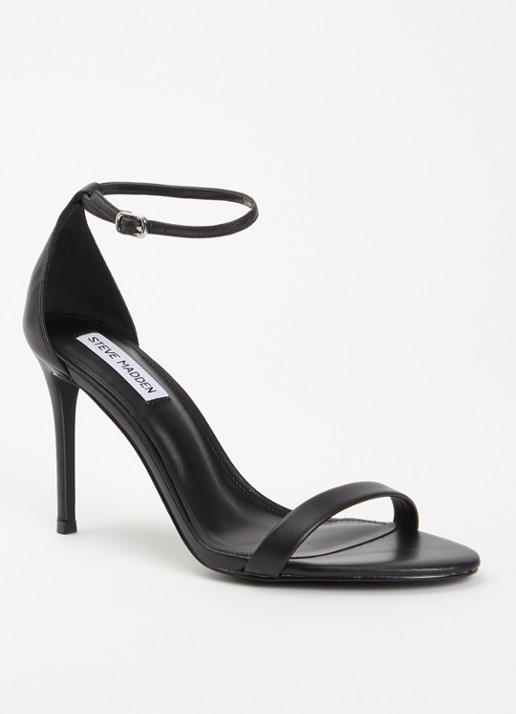 Steve Madden Tecy sandalette van leer - voorkant 3 zwart