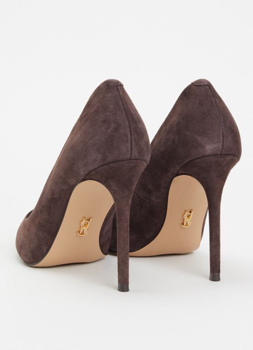 Steve Madden Thrive pump van suède - achterkant 5 donkerbruin