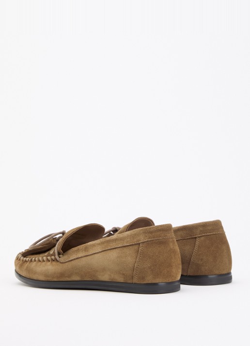 Steve Madden Yaira mocassin van suède met franjes - achterkant 5 lichtbruin