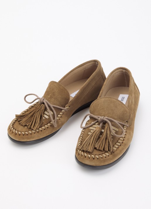 Steve Madden Yaira mocassin van suède met franjes - detail 2 lichtbruin