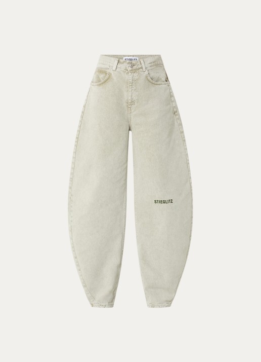 Stieglitz Benito high waist wide fit jeans met gekleurde wassing - voorkant lindegroen