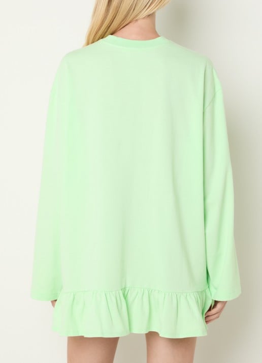 Stieglitz Brisa longsleeve met logo en volant - achterkant neongroen