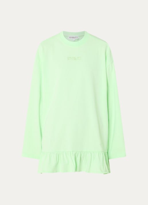 Stieglitz Brisa longsleeve met logo en volant - voorkant 2 neongroen