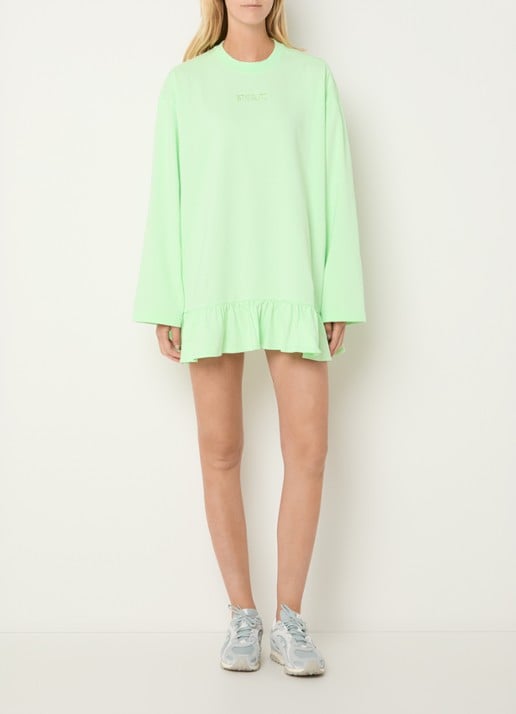 Stieglitz Brisa longsleeve met logo en volant - voorkant 3 neongroen