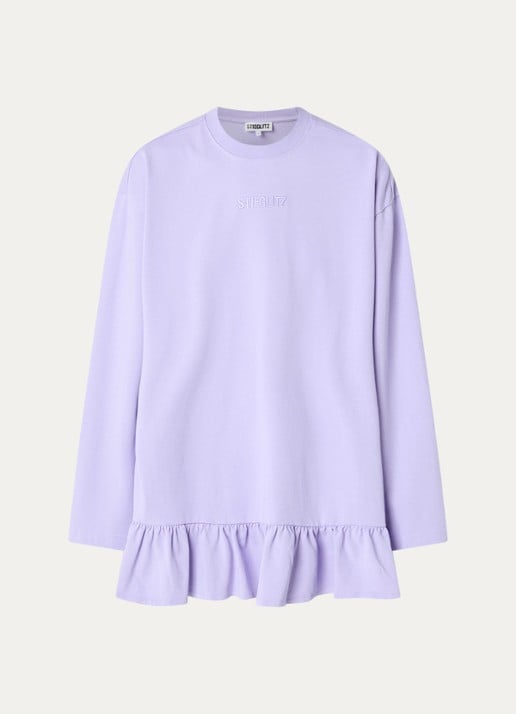 Stieglitz Brisa longsleeve met logo en volant - voorkant paars