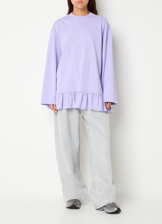 Stieglitz Brisa longsleeve met logo en volant - voorkant 2 paars
