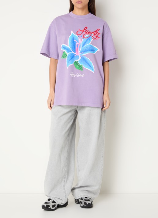 Stieglitz Claudia oversized T-shirt met logoprint - voorkant 2 paars