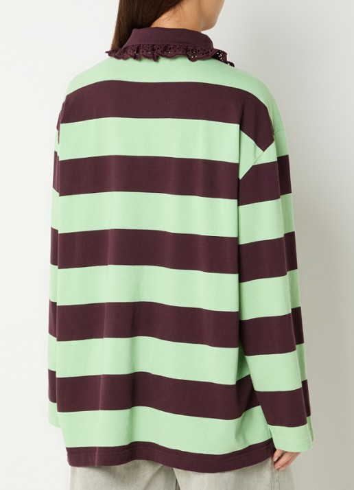 Stieglitz Danila longsleeve met polokraag - achterkant aubergine