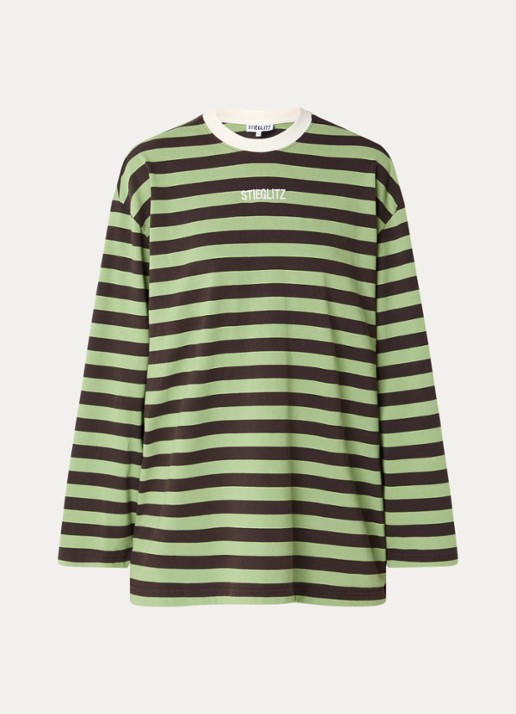 Stieglitz Donna long sleeve met streepprint - voorkant groen