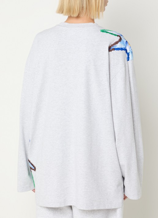 Stieglitz Eliza longsleeve met logoborduring - achterkant grijs