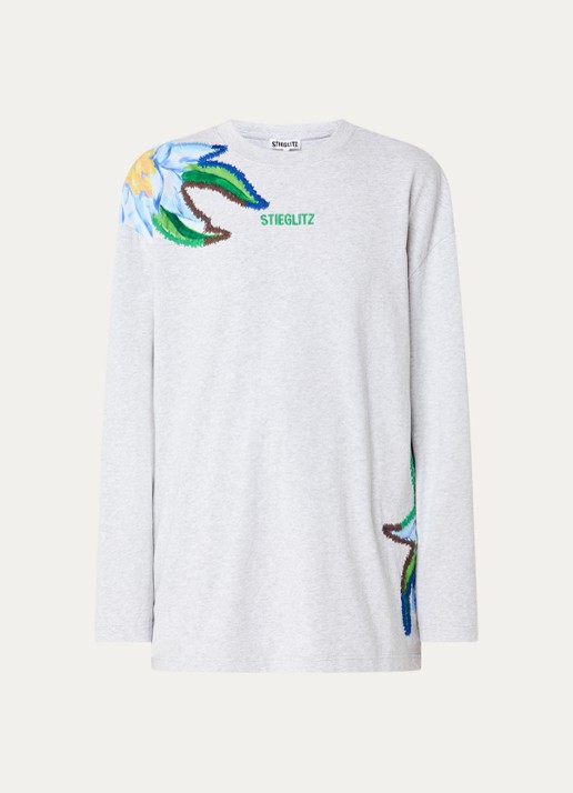 Stieglitz Eliza longsleeve met logoborduring - voorkant 2 grijs