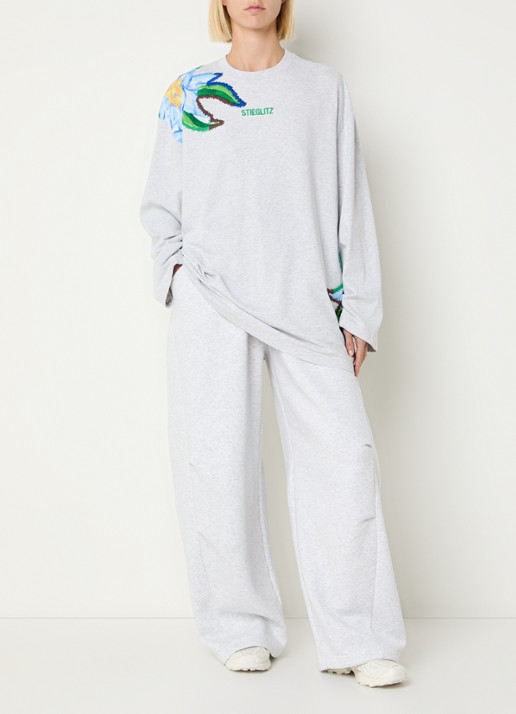 Stieglitz Eliza longsleeve met logoborduring - voorkant 3 grijs