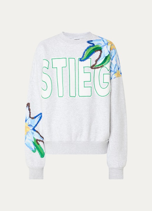 Stieglitz Eliza oversized sweater met logo - voorkant 2 grijs