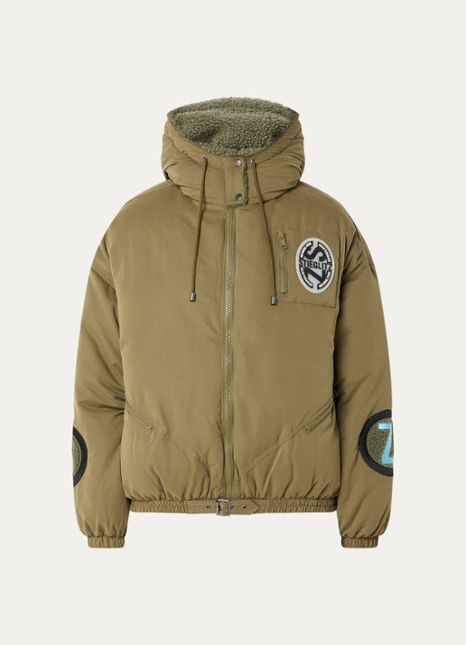 Stieglitz Felice puffer jack met steekzakken - voorkant mosgroen