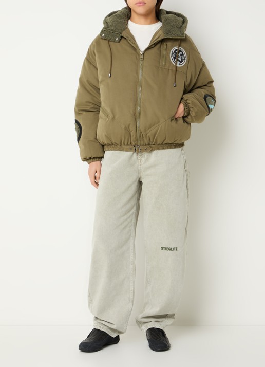 Stieglitz Felice puffer jack met steekzakken - voorkant 2 mosgroen