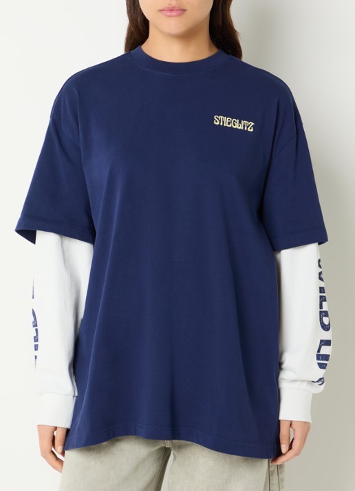 Stieglitz Fiore long sleeve met logo- en backprint - achterkant 4 donkerblauw