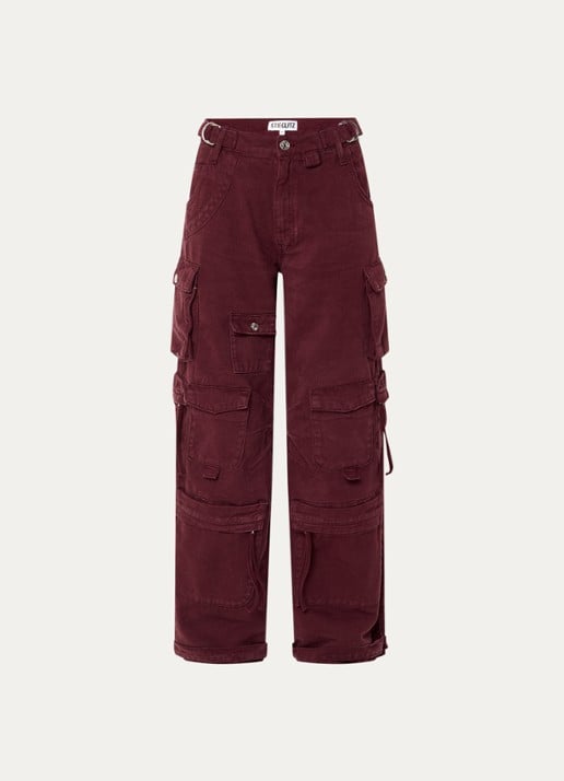 Stieglitz Franca high waist balloon fit cargobroek van denim - voorkant 2 bordeauxrood