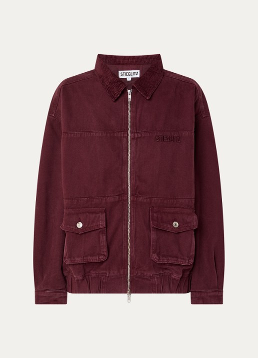 Stieglitz Gianna jack van denim met klepazakken - voorkant 2 bordeauxrood
