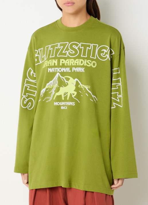 Stieglitz Gineva longsleeve met print - detail 3 groen