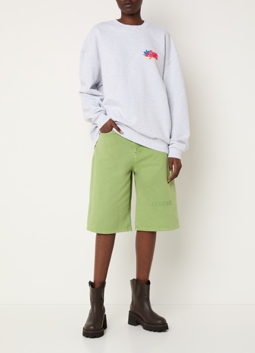 Stieglitz Glenda sweater met logoborduring en backprint - voorkant 2 grijsmele