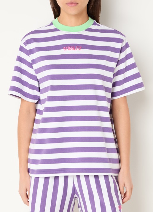 Stieglitz Joana T-shirt met streepprint en logo