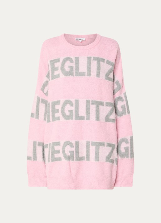 Stieglitz Keisa grofgebreide trui met logoprint - voorkant 3 roze