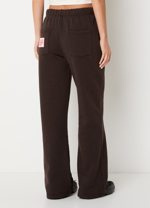 Stieglitz Lola high waist straight fit joggingsbroek met steekzakken - achterkant 2 donkerbruin