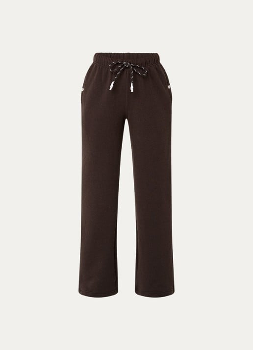 Stieglitz Lola high waist straight fit joggingsbroek met steekzakken - voorkant 3 donkerbruin